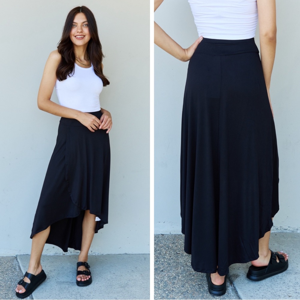 Chic Black High Low Women's Skirt